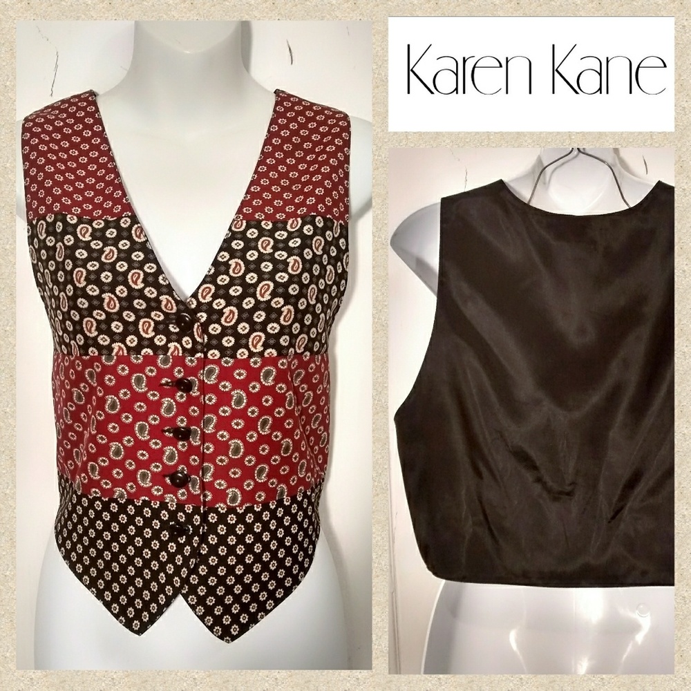 VTG 90s Karen Kane Paisley/Floral Vest Sz M